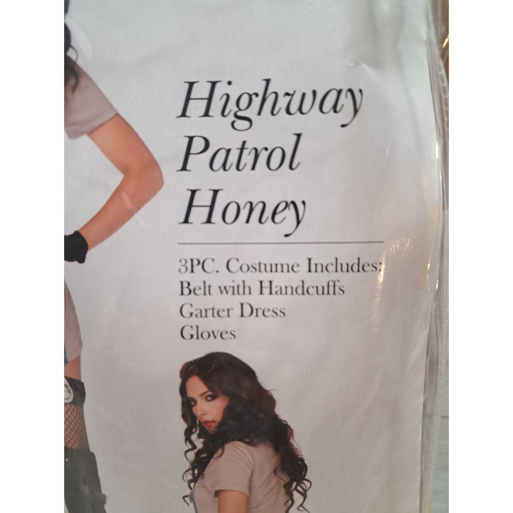 Leg Avenue Sexy Highway Patrol Honey Police Costume 3pc Tan Garter Dress Large - Picture 3 of 5